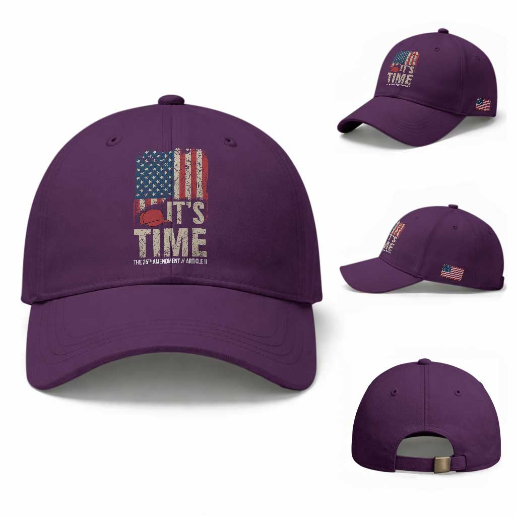 It's Time The 25th Amendment Baseball Cap Article II Red Hat Distressed American Flag Graphic