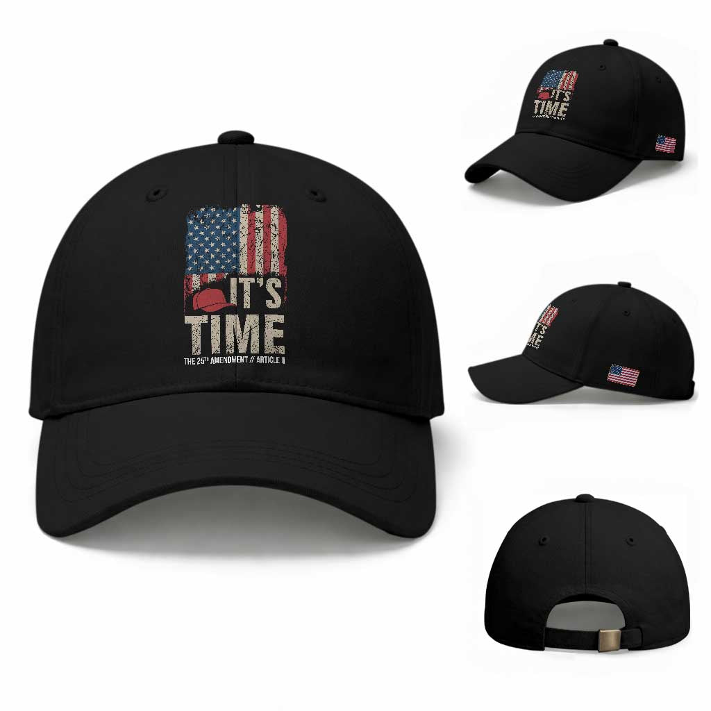 It's Time The 25th Amendment Baseball Cap Article II Red Hat Distressed American Flag Graphic