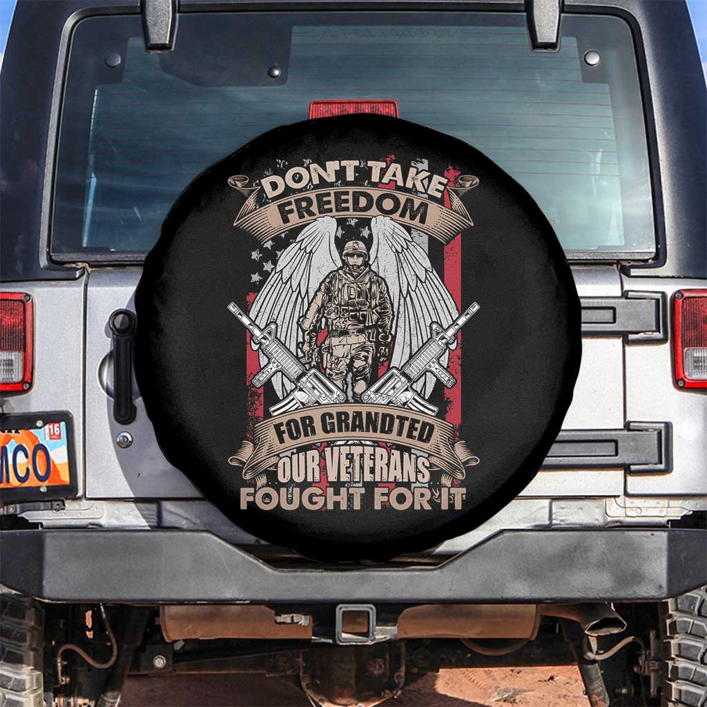 Veteran Spare Tire Cover Don't Take Freedom For Granted They Fought For It US Flag Memorial Soldier