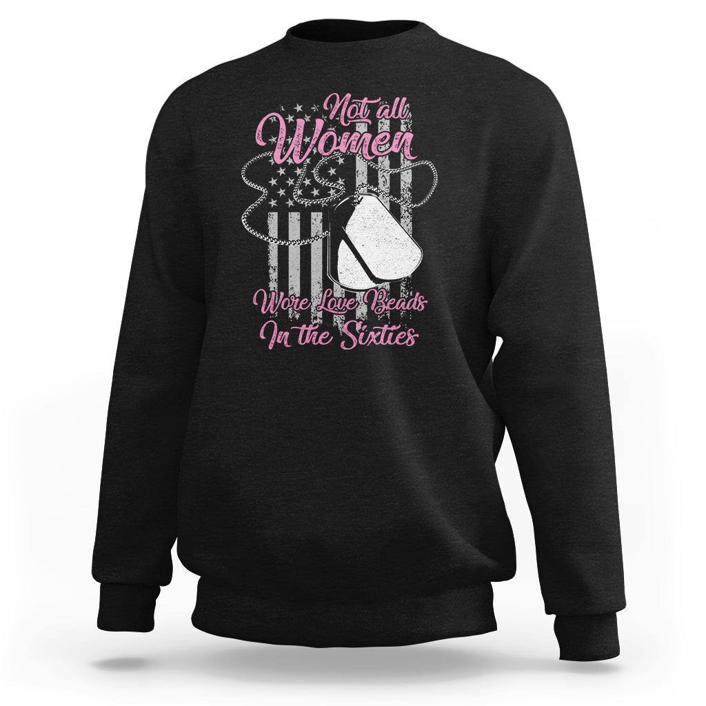 Black women's crewneck sweatshirt with 'Not all Women' dog tag graphic