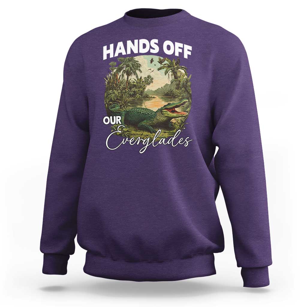 Hands Off Our Everglades Sweatshirt Vintage Alligator Swamp - Wonder Print Shop