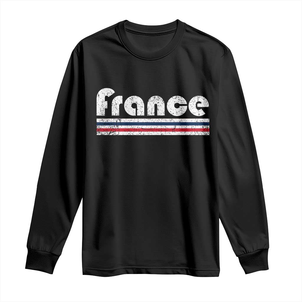 Vintage France Flag Distressed Retro Graphic Long Sleeve Shirt Patriotic French Heritage Pride Gift