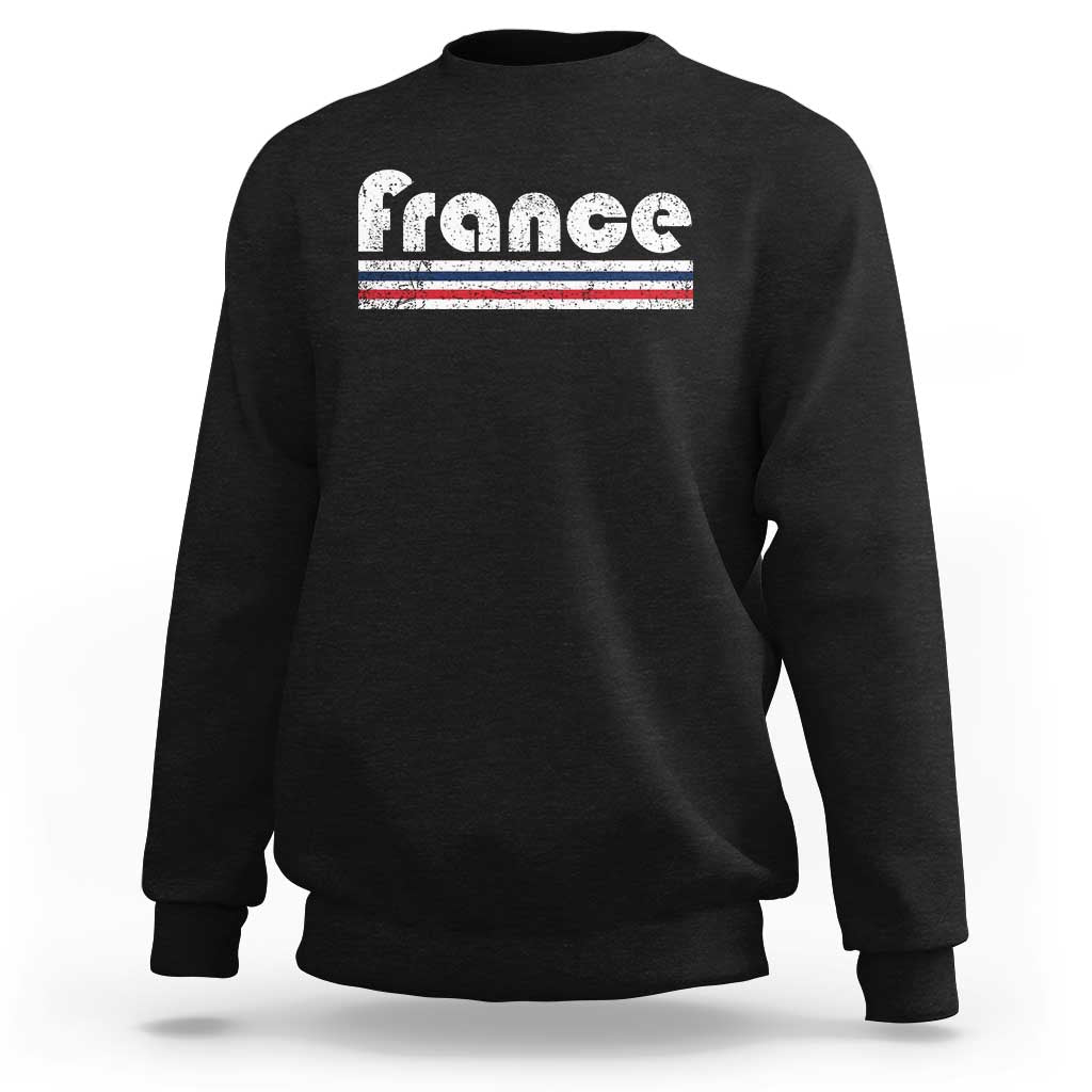 Vintage France Flag Distressed Retro Graphic Sweatshirt Patriotic French Heritage Pride Gift