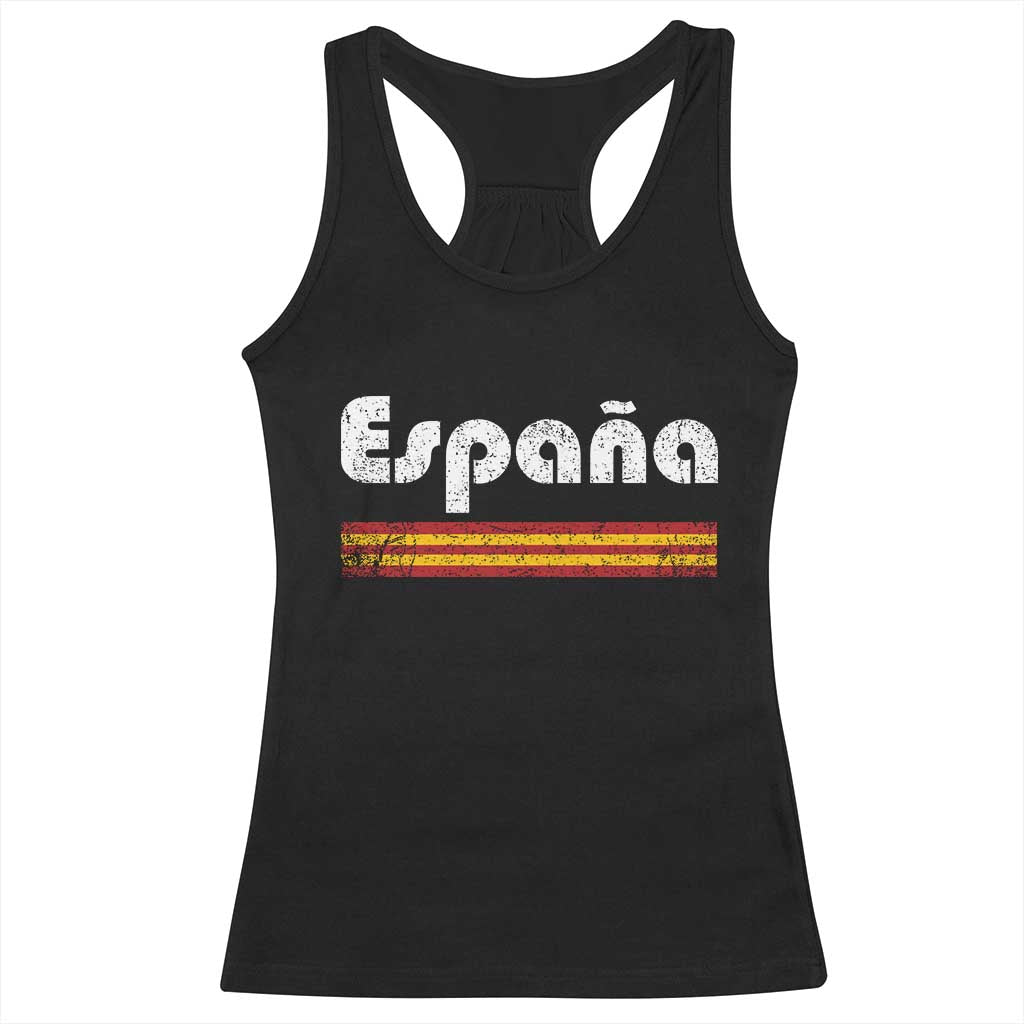 Vintage Espana Espanol Retro Distressed Graphic Racerback Tank Top Patriotic Spanish Spain Flag Heritage Pride Souvenir