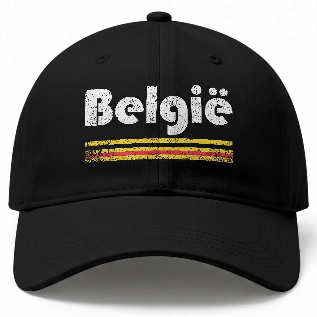 Retro Belgie Belgium Flag Distressed Graphic in Dutch Baseball Cap Proud Belgian Heritage and Country Roots Pride Gift