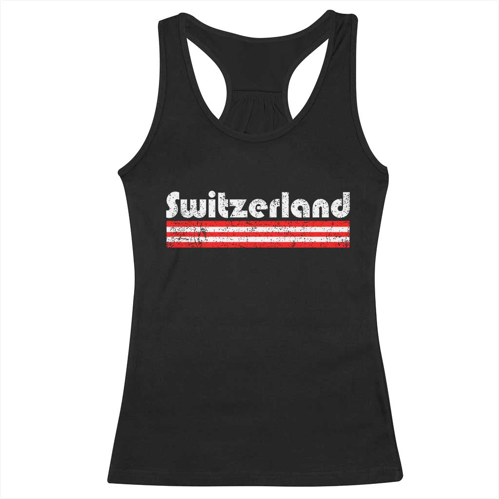 Vintage Switzerland Retro Distressed Graphic Racerback Tank Top Patriotic Swiss Heritage Pride Souvenir