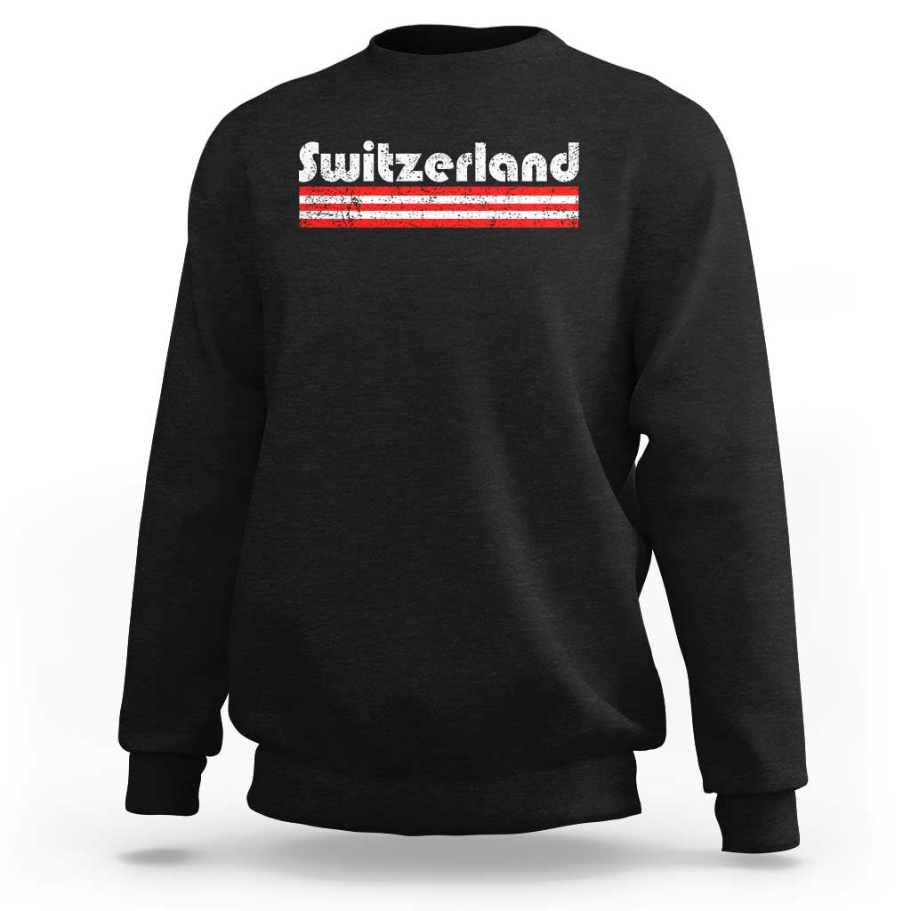 Vintage Switzerland Retro Distressed Graphic Sweatshirt Patriotic Swiss Heritage Pride Souvenir