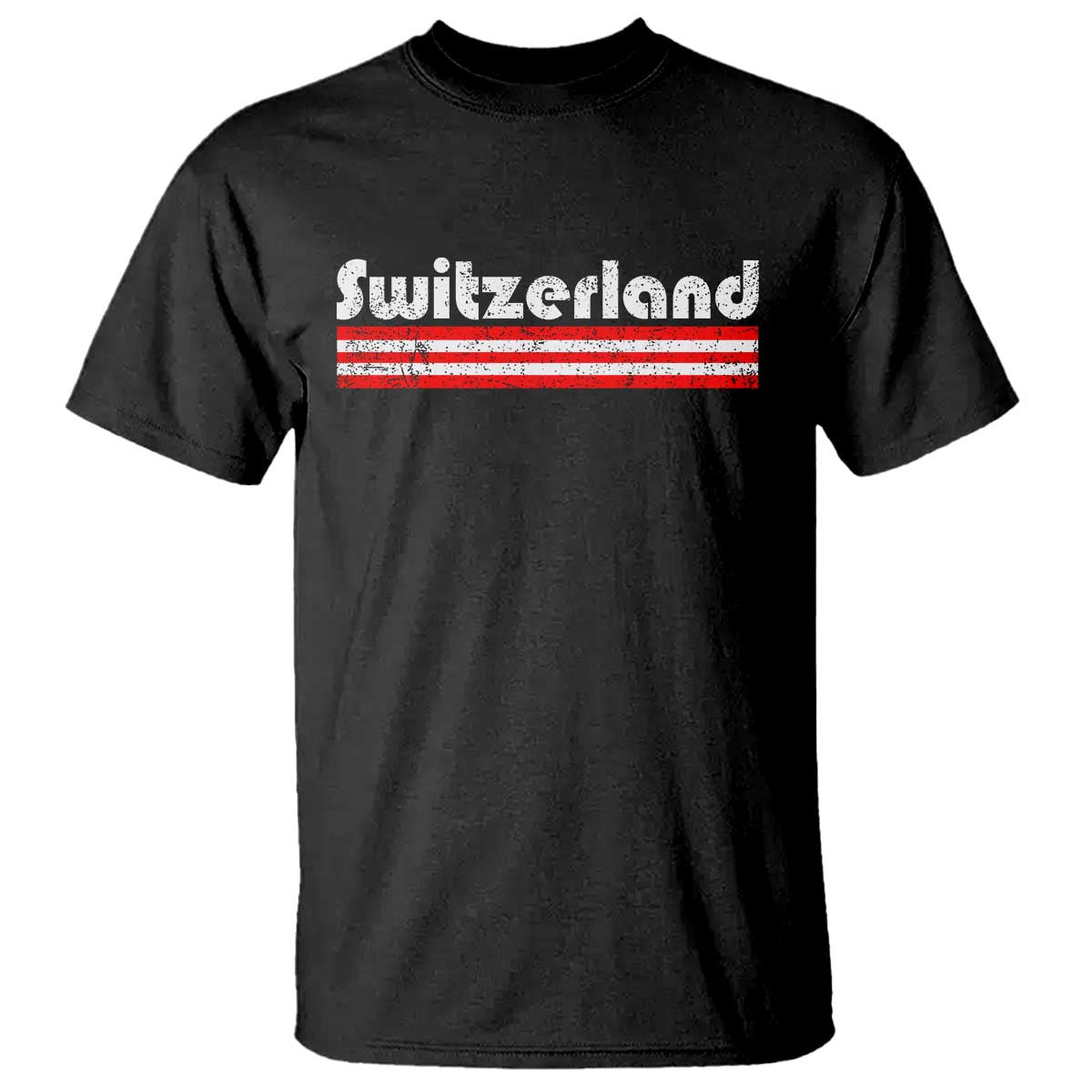 Vintage Switzerland Retro Distressed Graphic T Shirt Patriotic Swiss Heritage Pride Souvenir