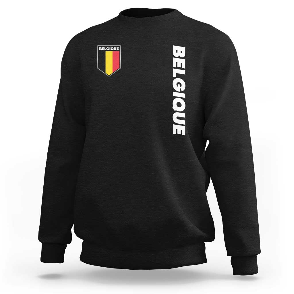 Minimalist Belgique Belgium Flag Shield Graphic Sweatshirt French Belgian Pride and European Heritage Souvenir