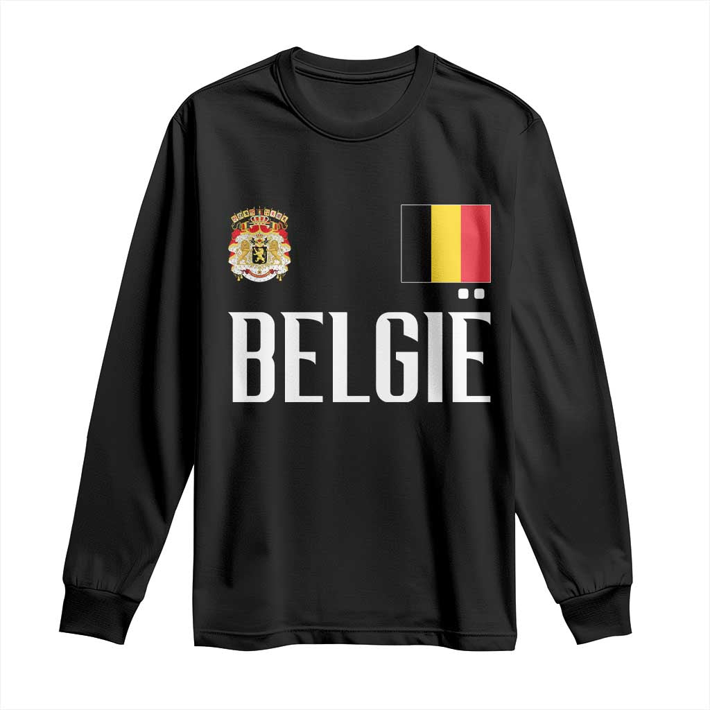 Royal Coat of Arms Belgie Crest Graphic Long Sleeve Shirt Traditional Belgium Belgian Flag and Lion Heritage Pride Gift