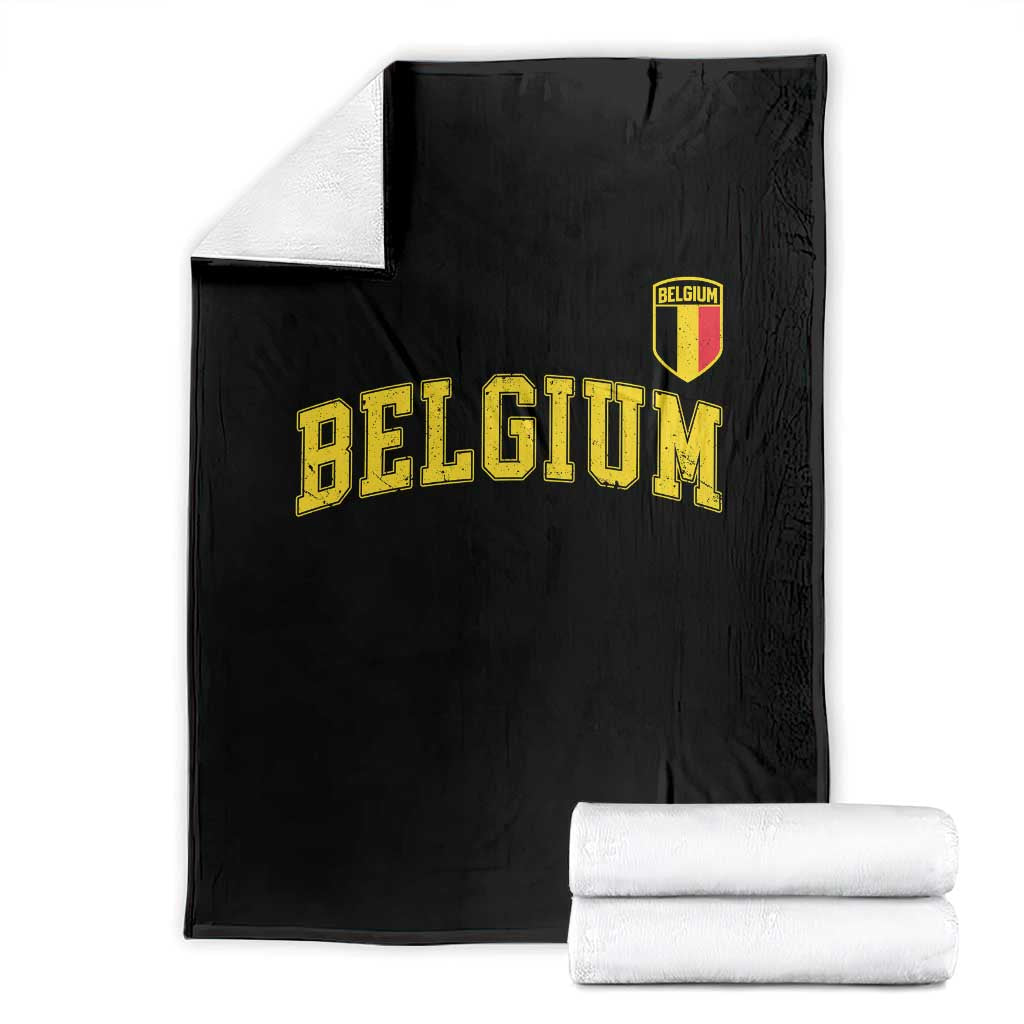 Vintage Belgium Varsity Style Distressed Graphic Throw Blanket Classic Collegiate Belgian Pride