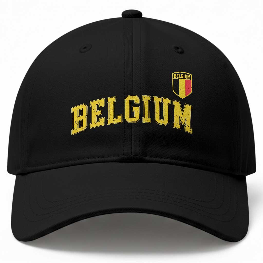 Vintage Belgium Varsity Style Distressed Graphic Baseball Cap Classic Collegiate Belgian Pride