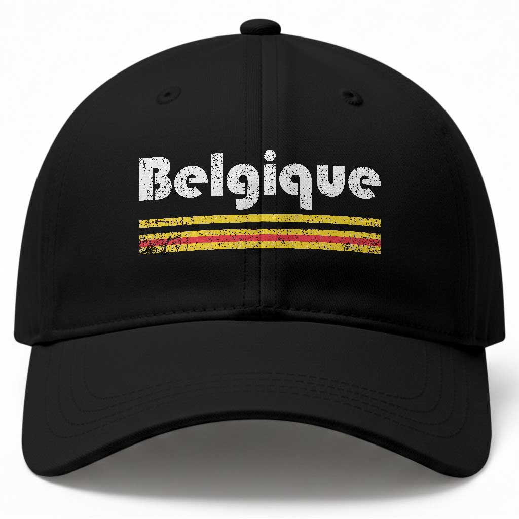 Retro Belgique Belgium Flag Distressed Graphic in French Baseball Cap Proud Belgian Heritage and Country Roots Pride Gift