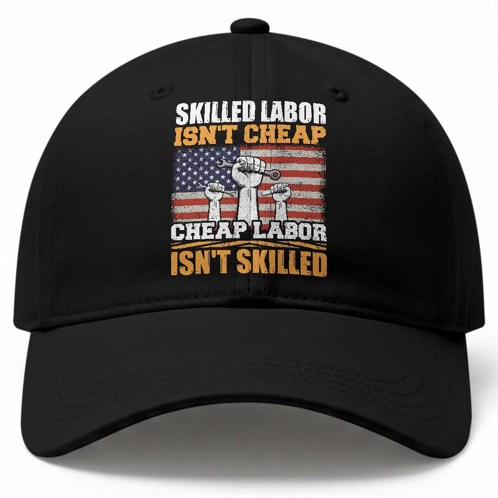 Skilled Labor Patriotic USA Flag Baseball Cap Blue Collar Trade Union Hand Tools Pride Graphic