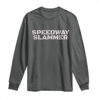 Dark heather long-sleeve T-shirt with SPEEDWAY SLAMMER front graphic