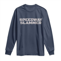 Navy long-sleeve T-shirt with SPEEDWAY SLAMMER front graphic