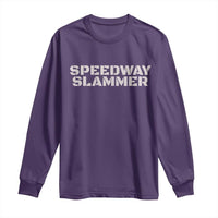 Purple long-sleeve T-shirt with SPEEDWAY SLAMMER front graphic