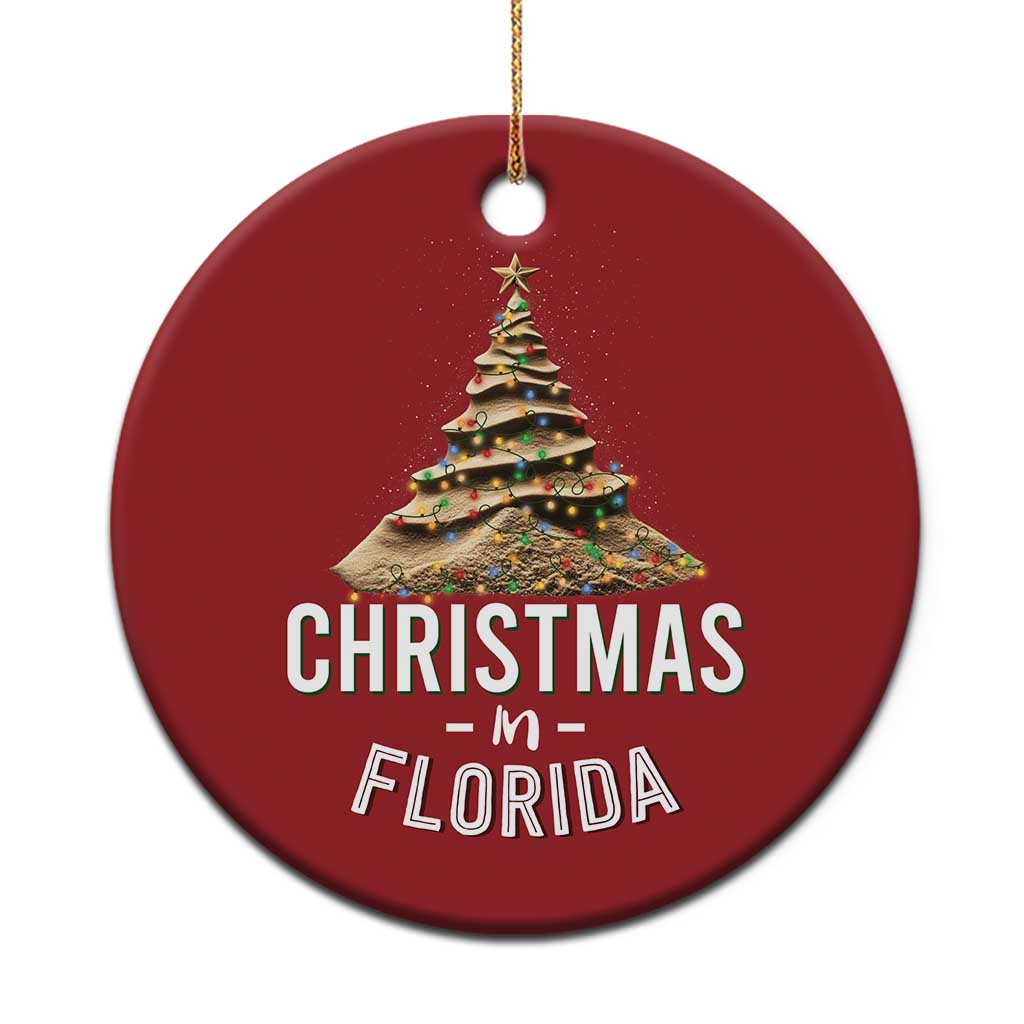 Christmas In Florida Christmas Ornament Sand Xmas Tree Lights Family Vacation - Wonder Print Shop