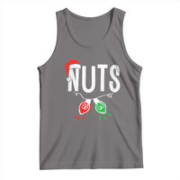 Dark gray graphic tank top with NUTS lettering