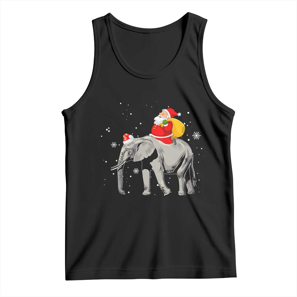 Christmas Santa Riding Elephant Tank Top Xmas Tree Light Funny Festive