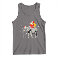 Grey tank top with Santa riding an elephant festive graphic