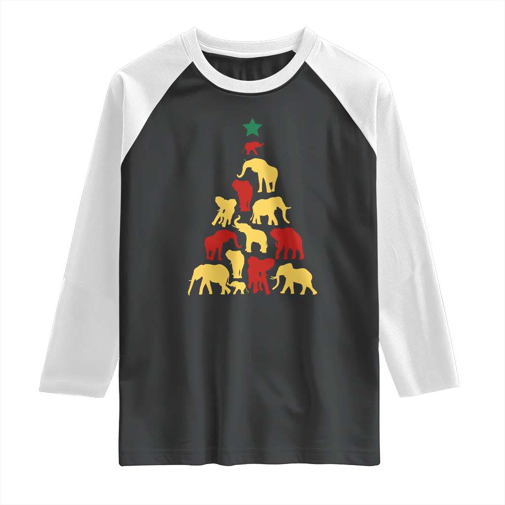 South Africa Elephant Christmas Tree Raglan Shirt Safari Animals Xmas