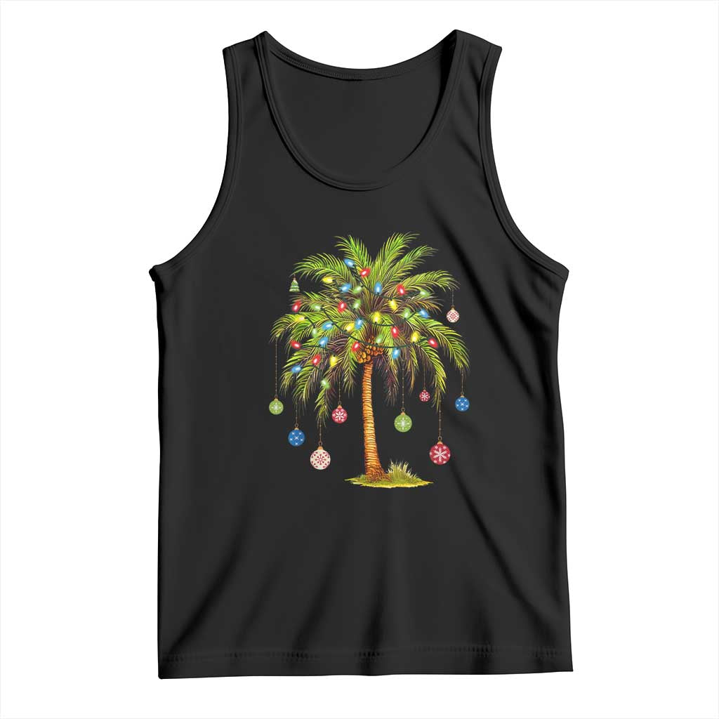 Christmas Palm Tree Tank Top Xmas Lights Tropical Hawaiian Holidays