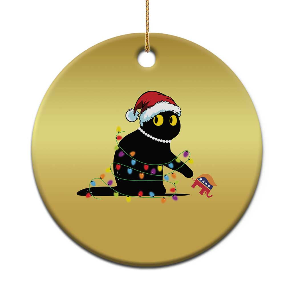 Xmas Black Cat Christmas Ornament Knock Over Elephant Funny Xmas - Wonder Print Shop