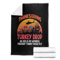 Retro Thanksgiving Turkey Drop Throw Blanket Parachuting Turkeys Funny 70s Parody - Wonder Print Shop
