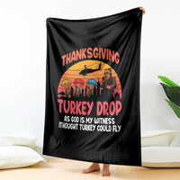 Retro Thanksgiving Turkey Drop Throw Blanket Parachuting Turkeys Funny 70s Parody - Wonder Print Shop