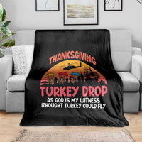 Retro Thanksgiving Turkey Drop Throw Blanket Parachuting Turkeys Funny 70s Parody - Wonder Print Shop