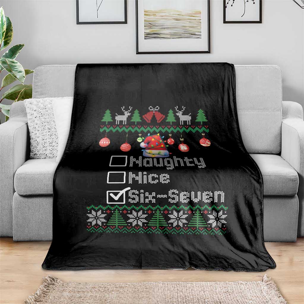 Funny 67 Christmas Checklist Throw Blanket Naughty Nice Six Seven Meme Holiday - Wonder Print Shop