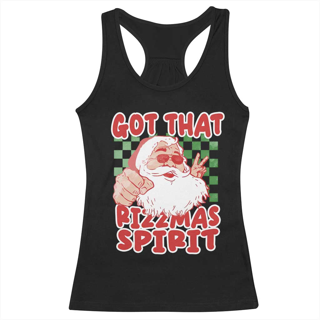 Funny Santa Rizz Christmas Racerback Tank Top Got That Rizzmas Spirit Retro Groovy