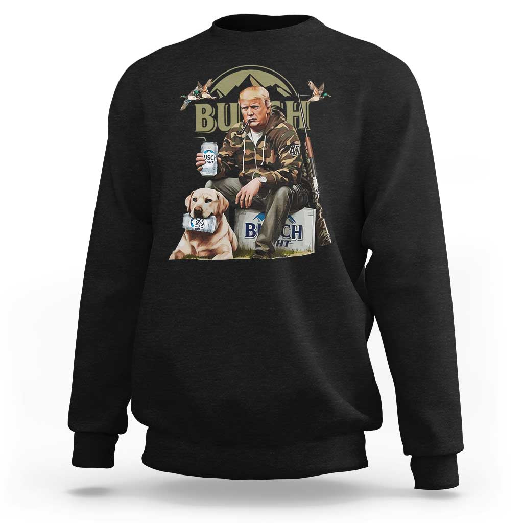 Black sweatshirt with retro cat meme graphic on the chest