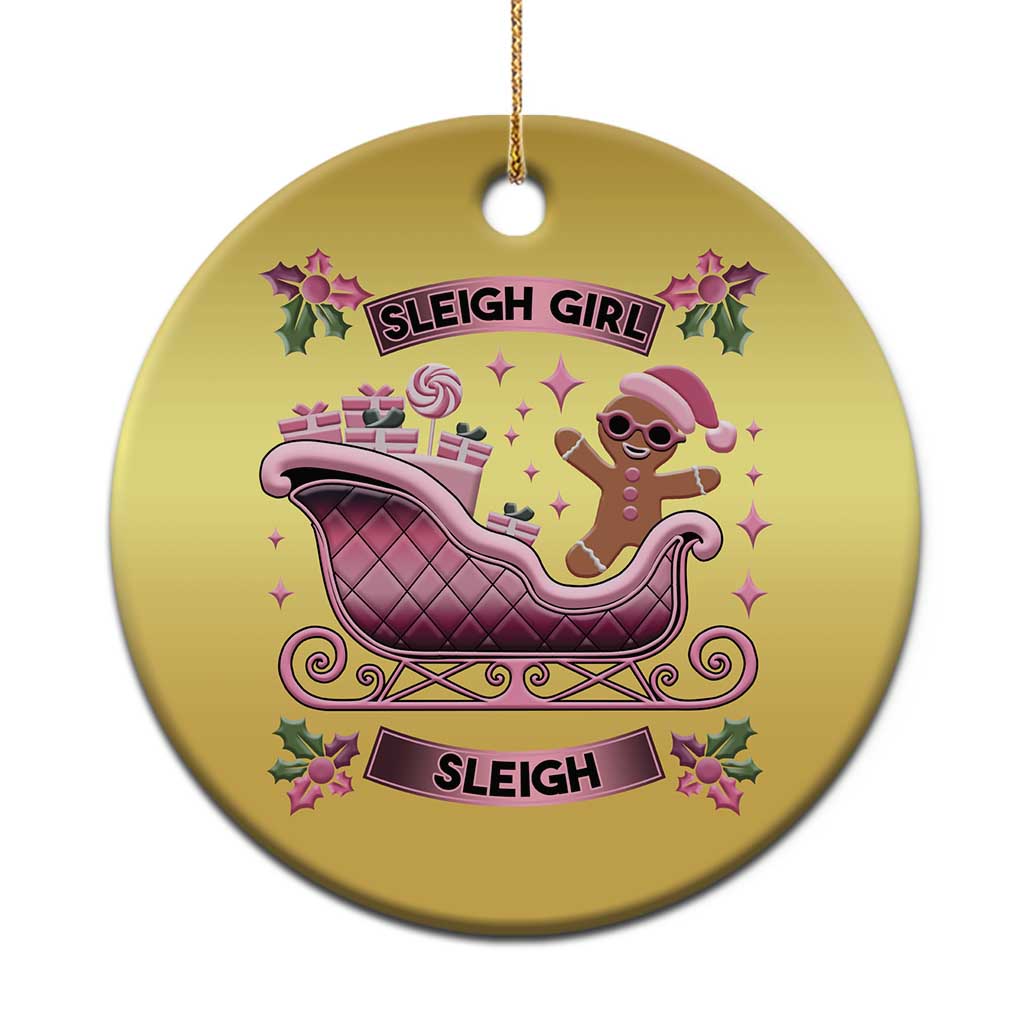 Groovy Pink Xmas Gingerbrad Christmas Ornament Sleigh Girl Sleigh Festive Xmas Holiday Girls - Wonder Print Shop