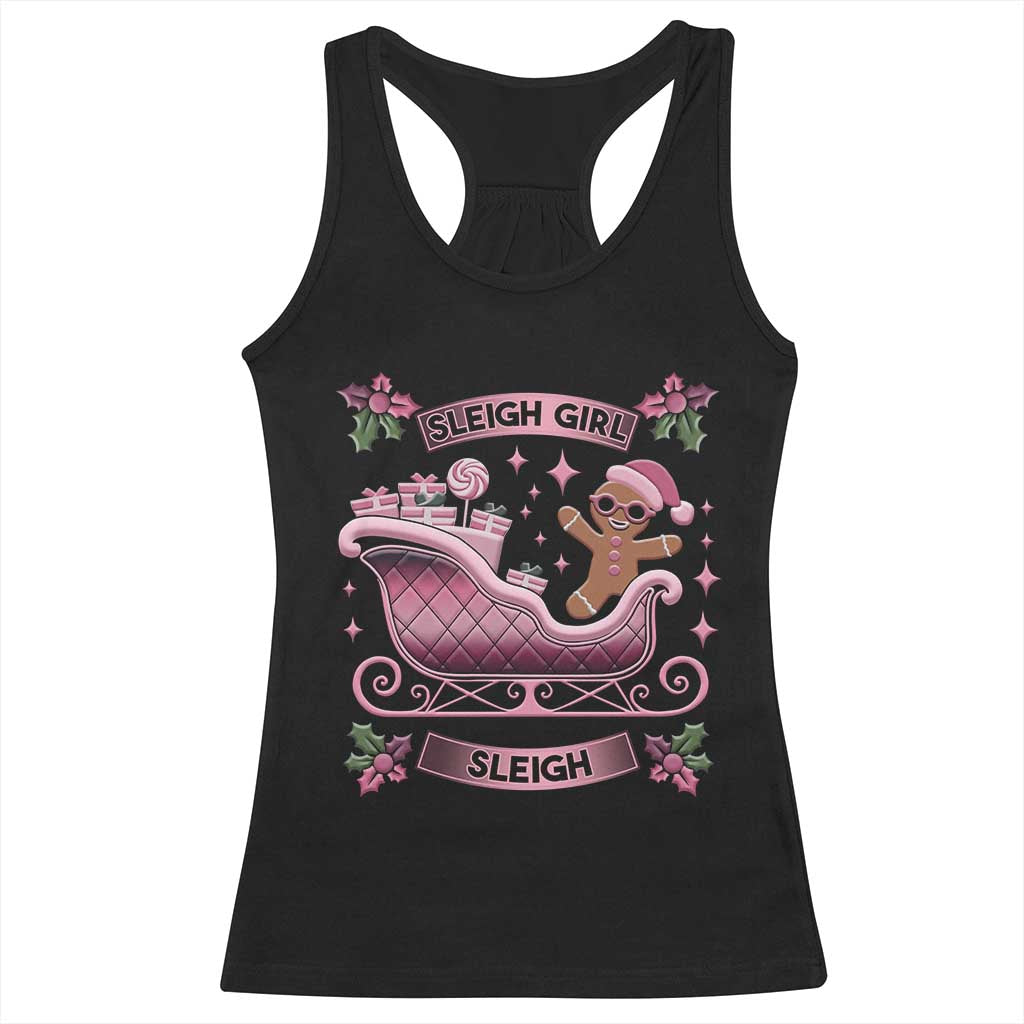 Groovy Pink Christmas Gingerbrad Racerback Tank Top Sleigh Girl Sleigh Festive Xmas Holiday Girls