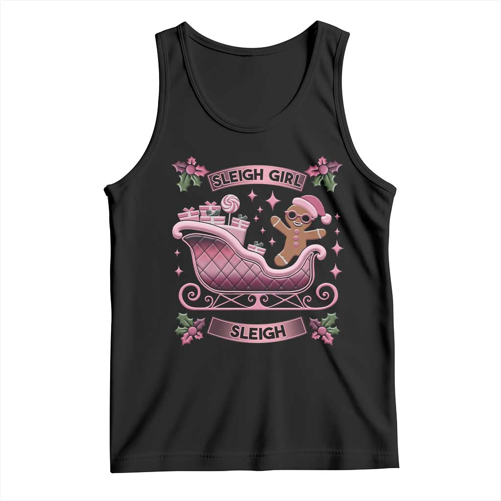 Groovy Pink Christmas Gingerbrad Tank Top Sleigh Girl Sleigh Festive Xmas Holiday Girls