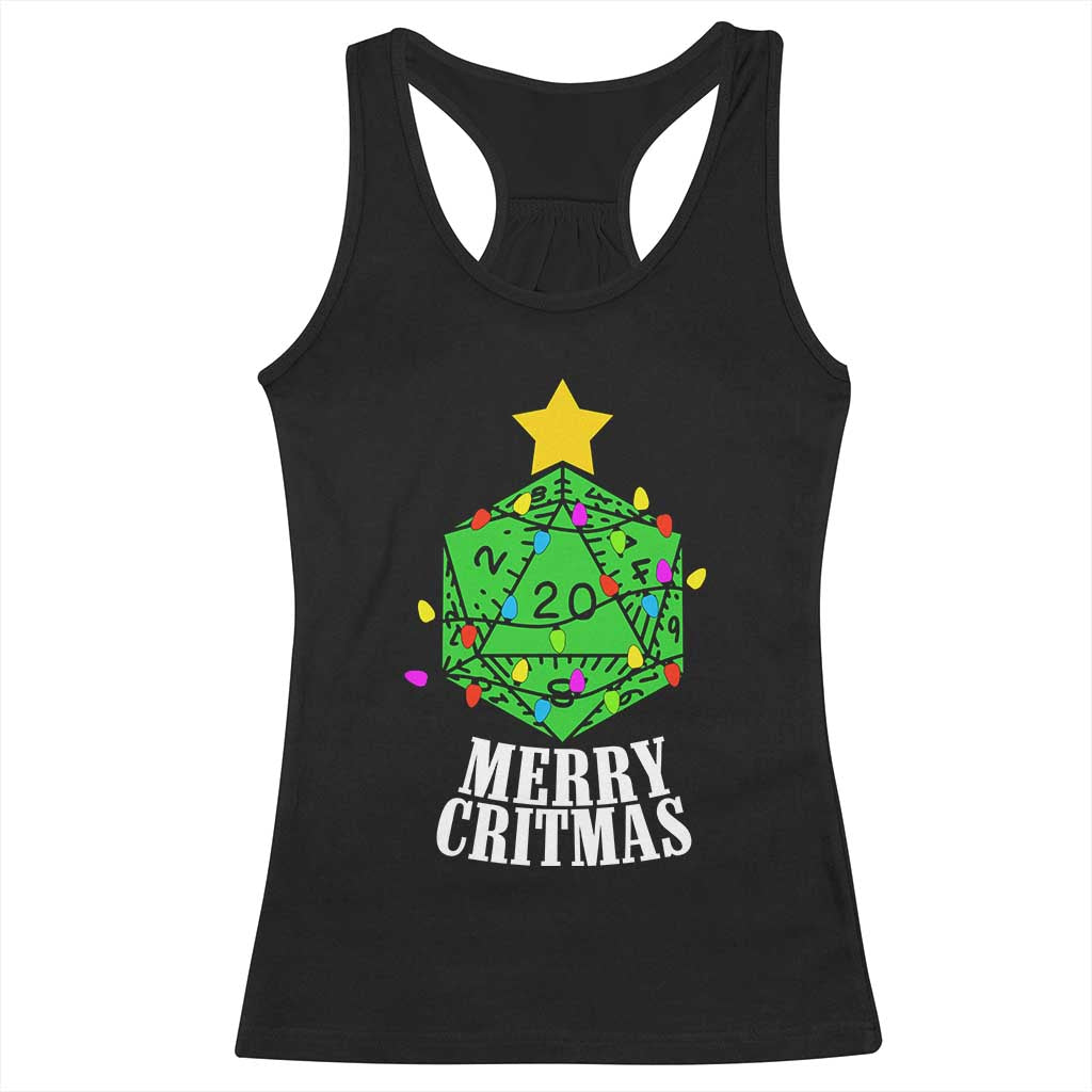 Christmas Gamer Racerback Tank Top Merry Critmas D20 RPG Gaming Xmas Tree