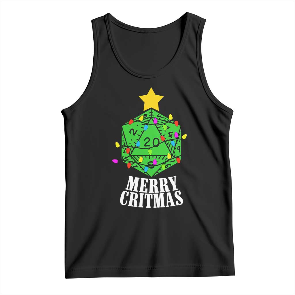 Christmas Gamer Tank Top Merry Critmas D20 RPG Gaming Xmas Tree