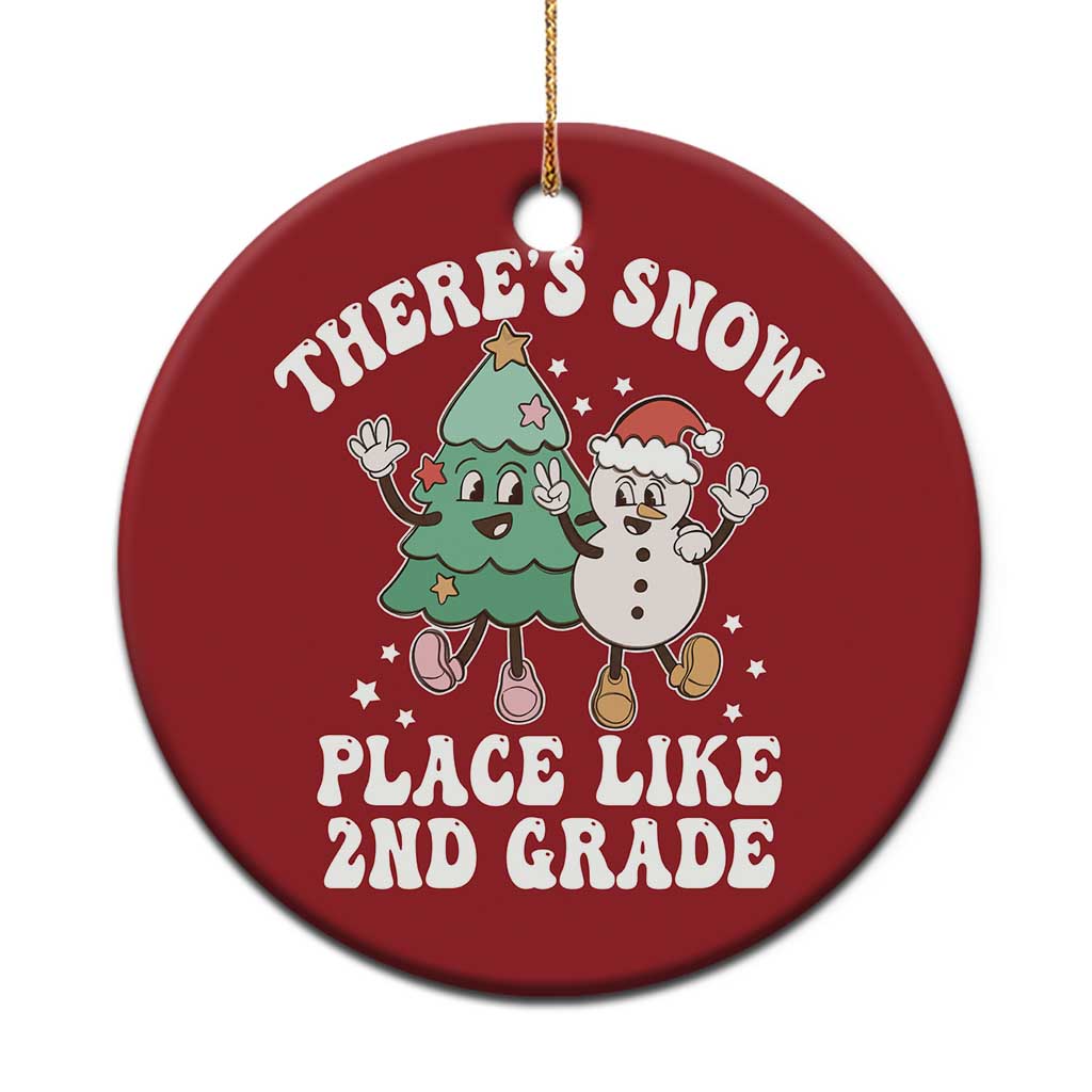 XmasTeacher Christmas Ornament Theres Snow Place Like 2nd Grade Merry Xmas Retro Groovy - Wonder Print Shop