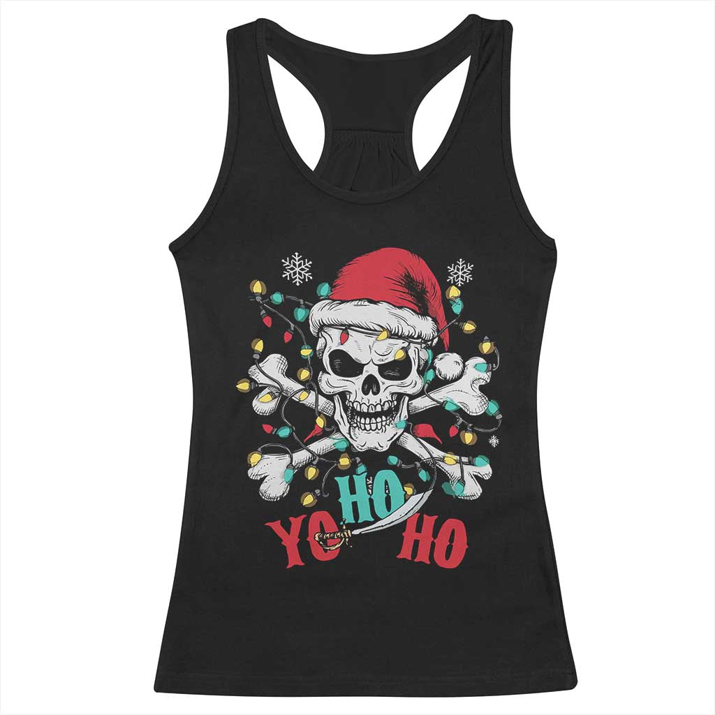 Christmas Pirate Skull Racerback Tank Top Yo Ho Ho Boat Cruise Xmas Crossbones