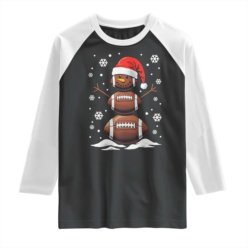 Christmas Football Raglan Shirt Rugby Snowman Xmas Festive Holiday Sports