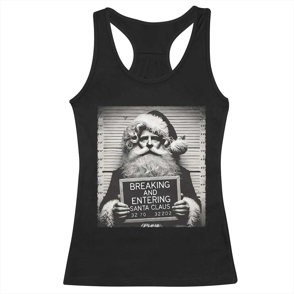 Funny Santa Mugshot Racerback Tank Top Naughty Christmas Festive Vibe