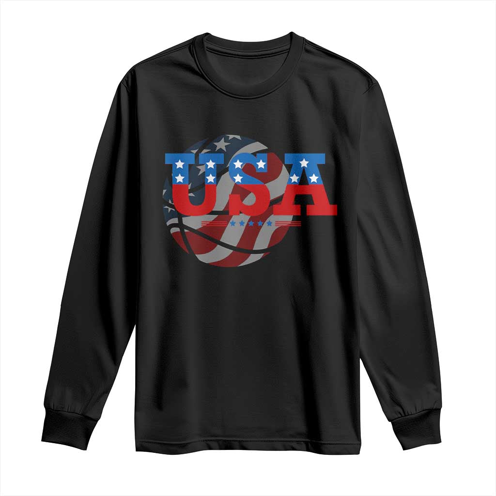 Basketball Long Sleeve Shirt USA Patriotic American Flag Stars and Stripes Team Sport Fan