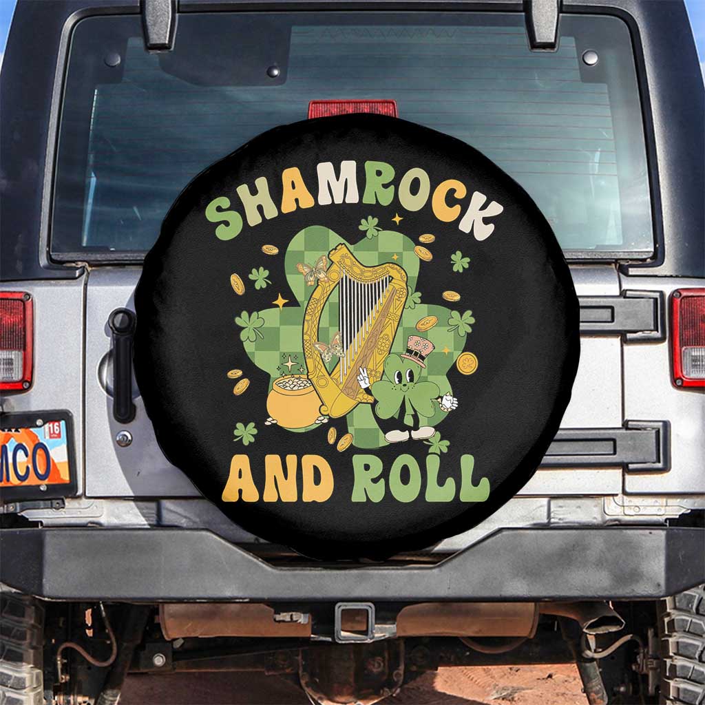 Funny St Patricks Day Spare Tire Cover Shamrock 'N Roll Irish Music Celtic Harp