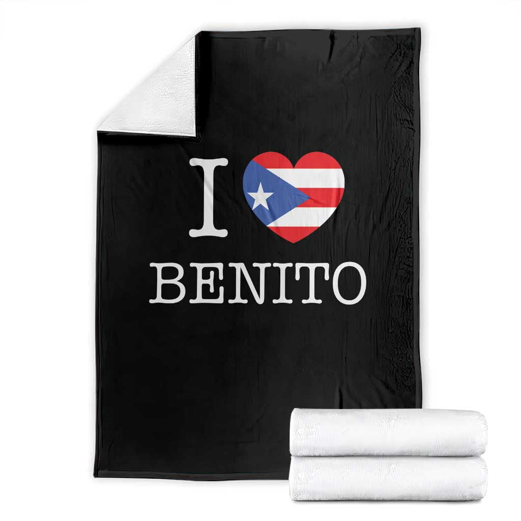 I Love Benito Puerto Rico Flag Heart Throw Blanket Boricua Music Fan Game Day Everyday