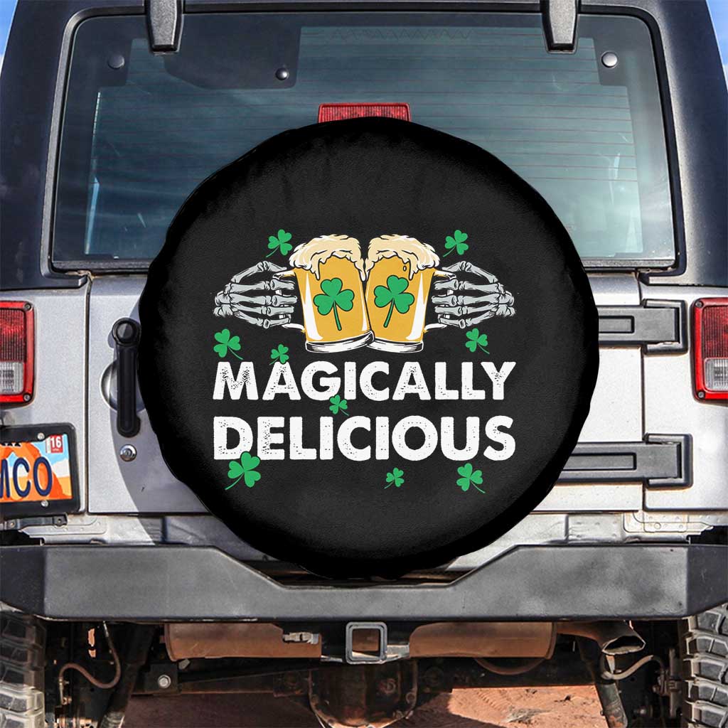 Funny St Patricks Day Drinking Spare Tire Cover Magically Delicious Beers Cheer Skeleton Hands