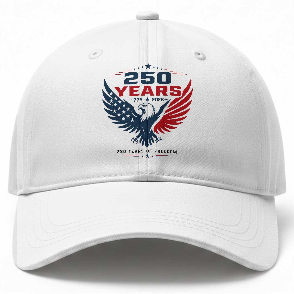 250 Years of Freedom Commemorative Patriotic Eagle Baseball Cap Majestic American Flag Winged Eagle 1776 to 2026 Semiquincentennial