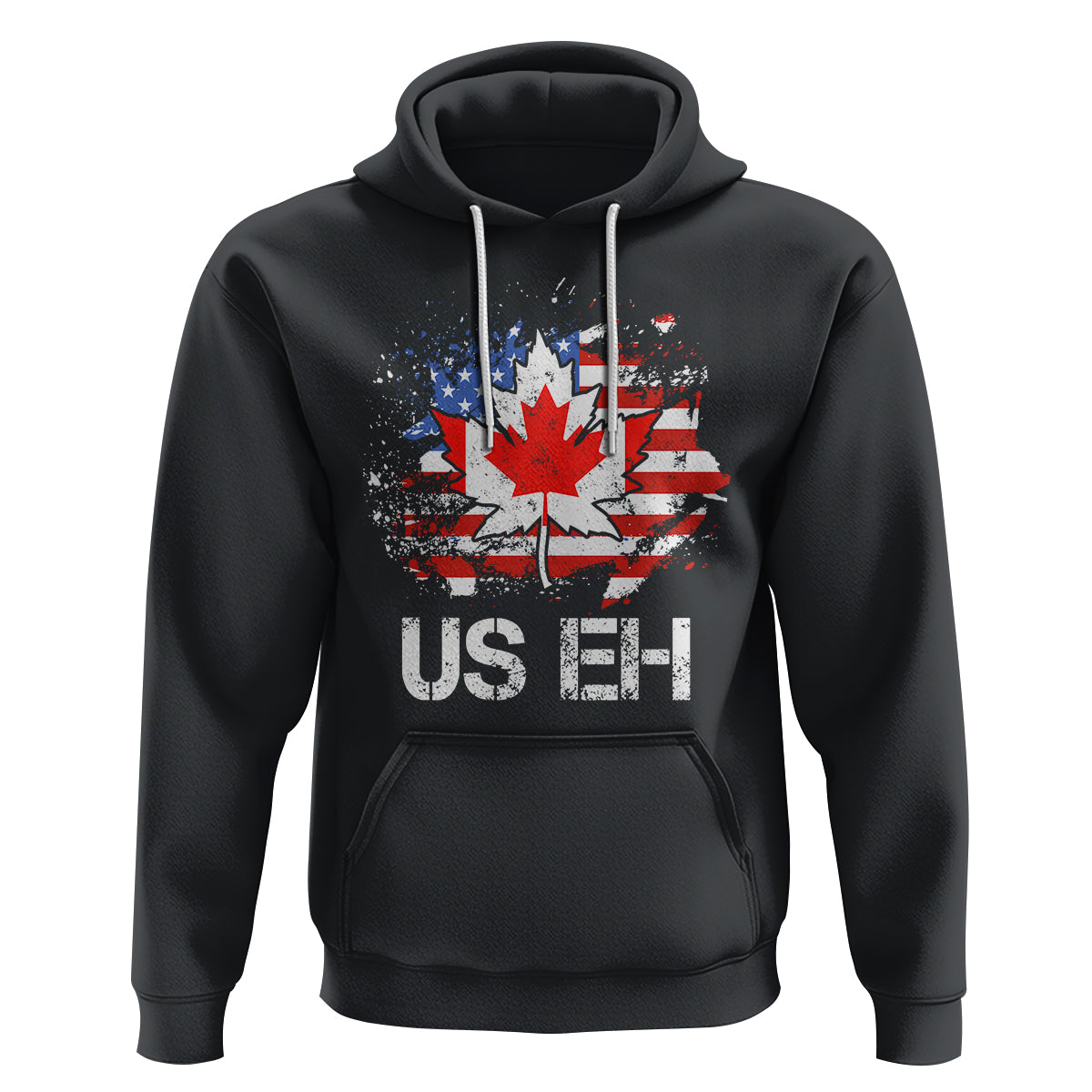 America Canada Hoodie Funny US EH Maple Leaf Canadian American Flag Canada's Day - Wonder Print Shop