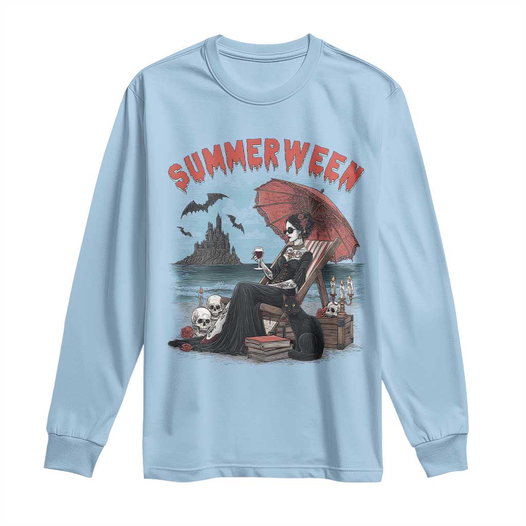 Gothic Summerween Long Sleeve Shirt Spooky Summer Halloween Horror Character - Wonder Print Shop